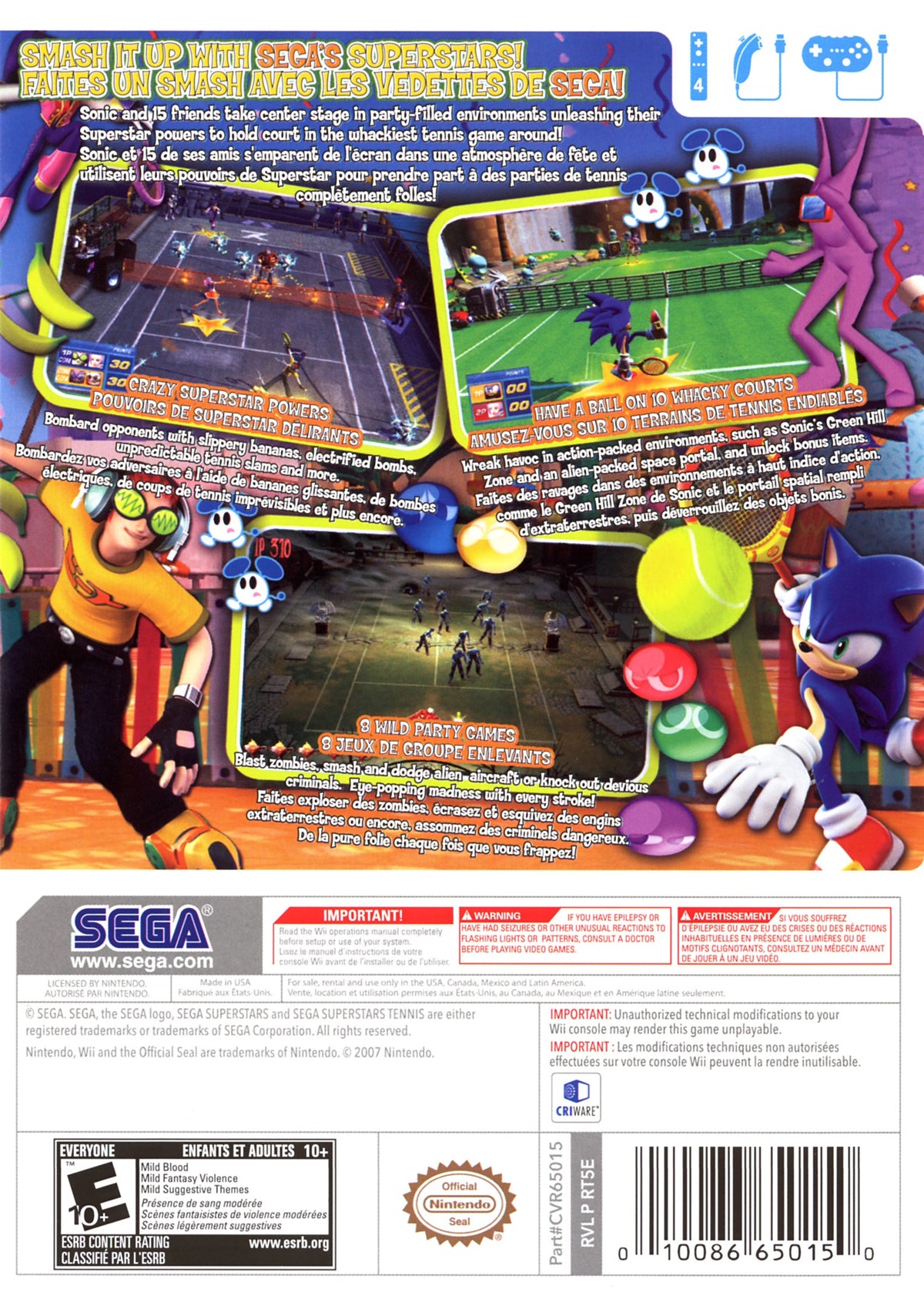 SEGA Superstars Tennis | Wii | back cover 1