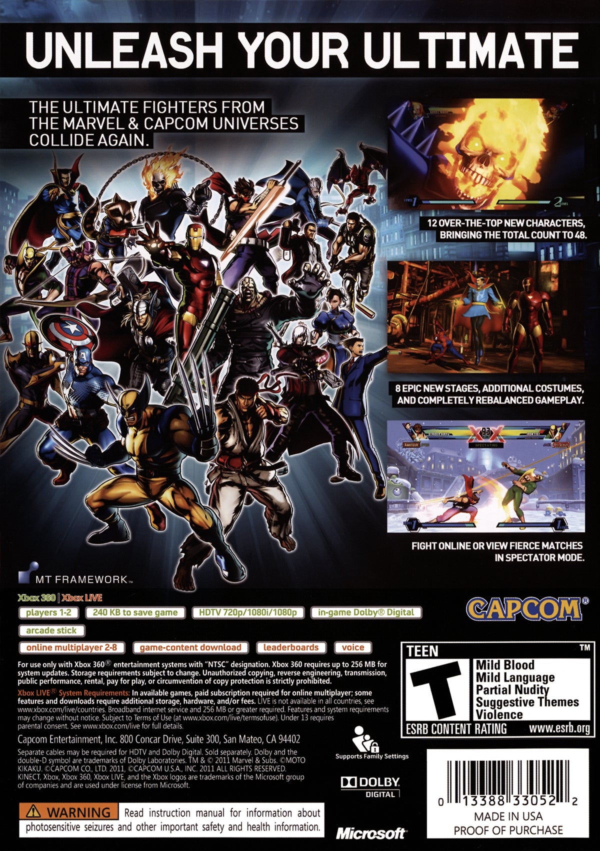 
Ultimate Marvel vs. Capcom 3 | Xbox 360 | back cover 1