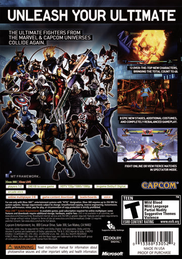 
Ultimate Marvel vs. Capcom 3 | Xbox 360 | back cover 1