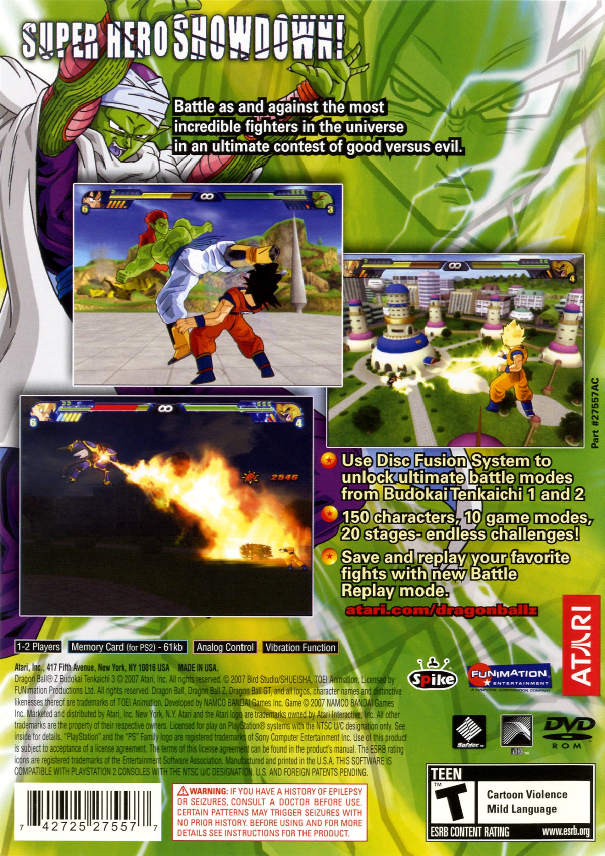 
Dragon Ball Z: Budokai Tenkaichi 3 | PlayStation 2 | back cover 1 | Region: North America | Source: LaunchBox