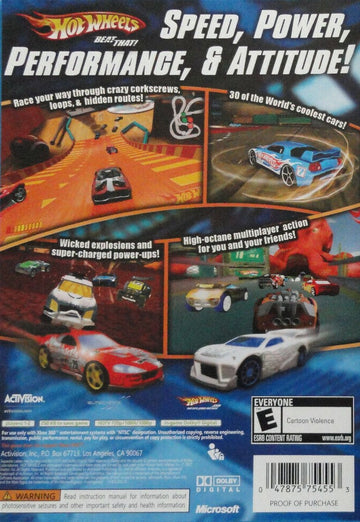 
Hot Wheels: Beat That! | Xbox 360 | back cover 1 | Region: North America | Source: LaunchBox