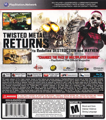 
Twisted Metal | PlayStation 3 | back cover 1 | Region: North America | Source: LaunchBox