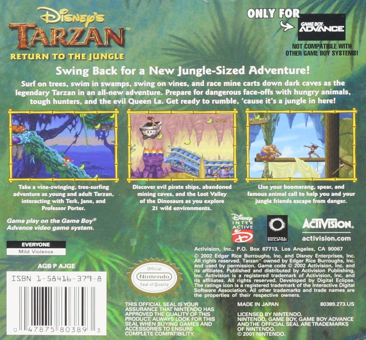 
Disney's Tarzan: Return to the Jungle | Game Boy Advance | back cover 1