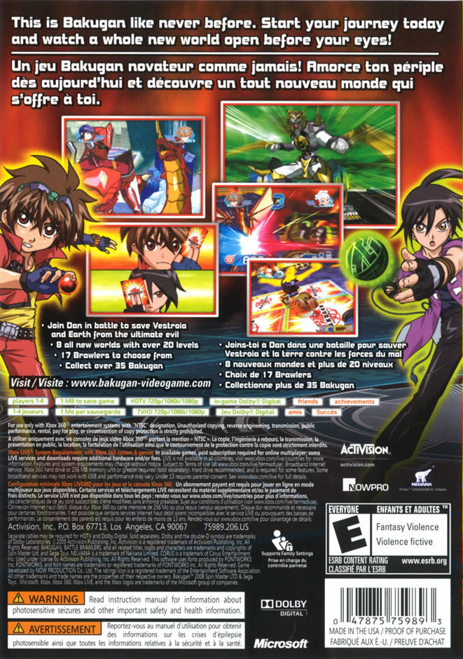 
Bakugan: Battle Brawlers | Xbox 360 | back cover 1