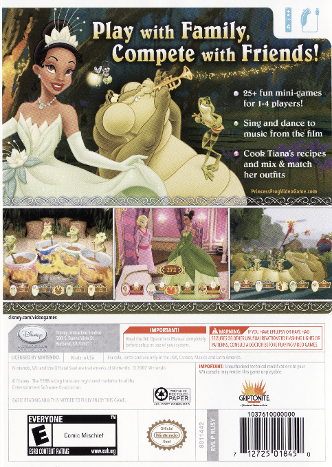
The Princess and the Frog | Wii | back cover 1