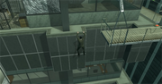 
The Matrix: Path of Neo | PlayStation 2 | cinematic screenshot - wall-climbing scene