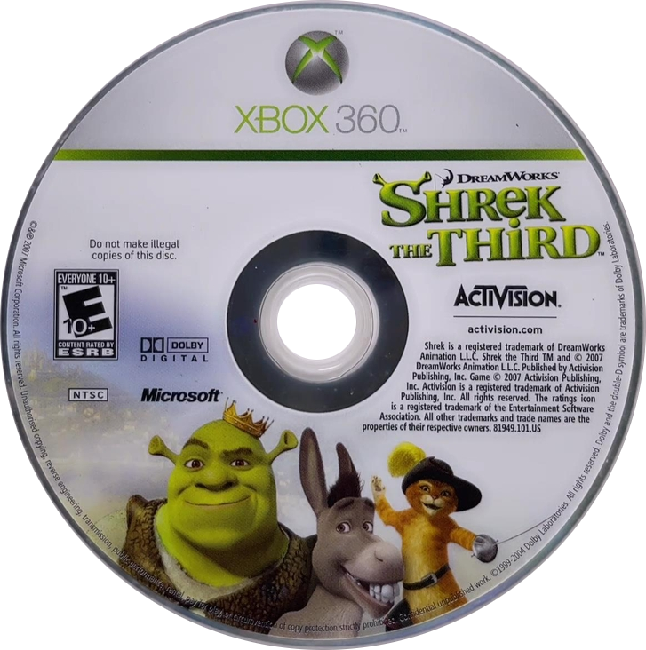 
Shrek the Third | Xbox 360 | game disc/cartridge 1 | Region: North America | Source: LaunchBox