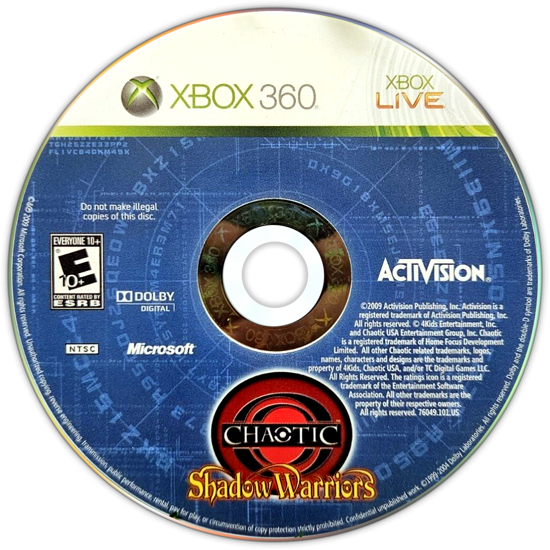 Chaotic: Shadow Warriors | Xbox 360 | game disc/cartridge 1 | Region: North America | Source: LaunchBox