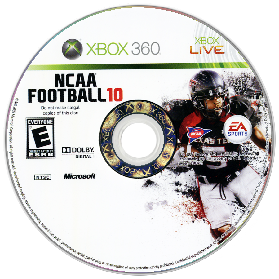 
NCAA Football 10 | Xbox 360 | game disc/cartridge 1 | Region: North America | Source: LaunchBox