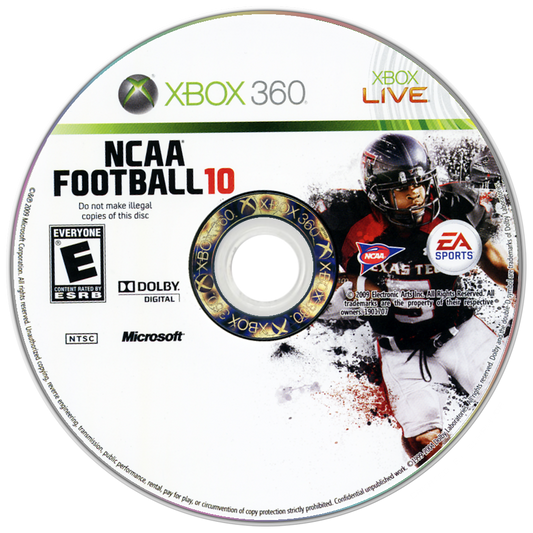 
NCAA Football 10 | Xbox 360 | game disc/cartridge 1 | Region: North America | Source: LaunchBox