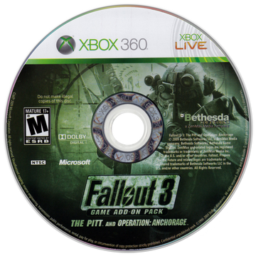
Fallout 3: Game Add-on Pack - The Pitt and Operation: Anchorage | Xbox 360 | game disc/cartridge 1 | Region: North America | Source: LaunchBox