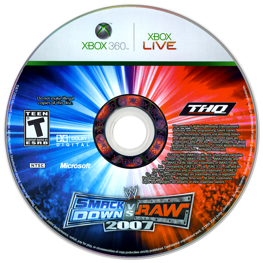 
WWE Smackdown vs. Raw 2007 | Xbox 360 | game disc/cartridge 1