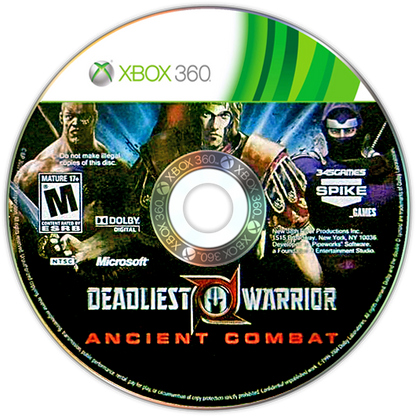 
Deadliest Warrior: Ancient Combat | Xbox 360 | game disc/cartridge 1 | Region: North America | Source: LaunchBox