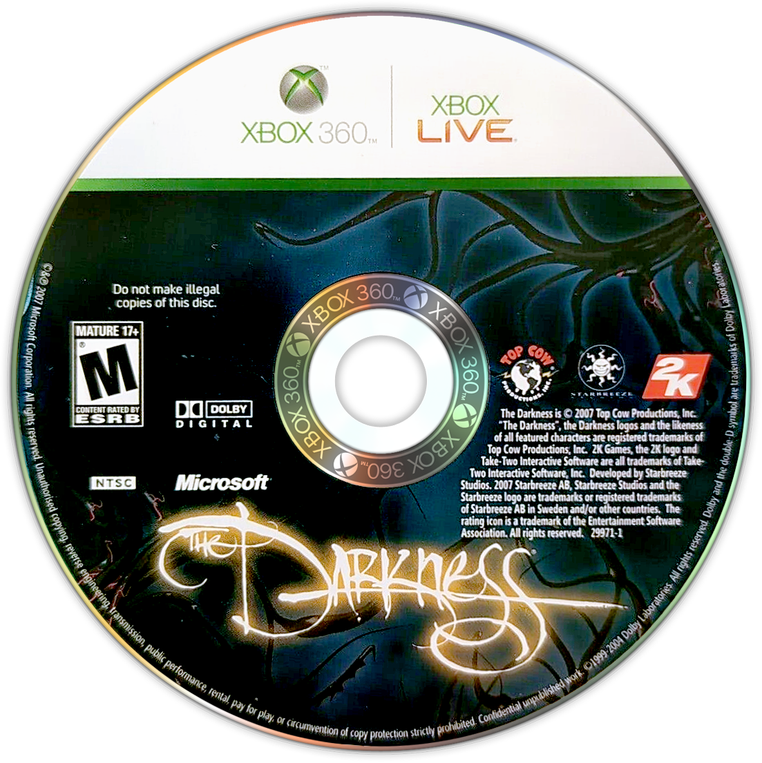 
The Darkness | Xbox 360 | game disc/cartridge 1