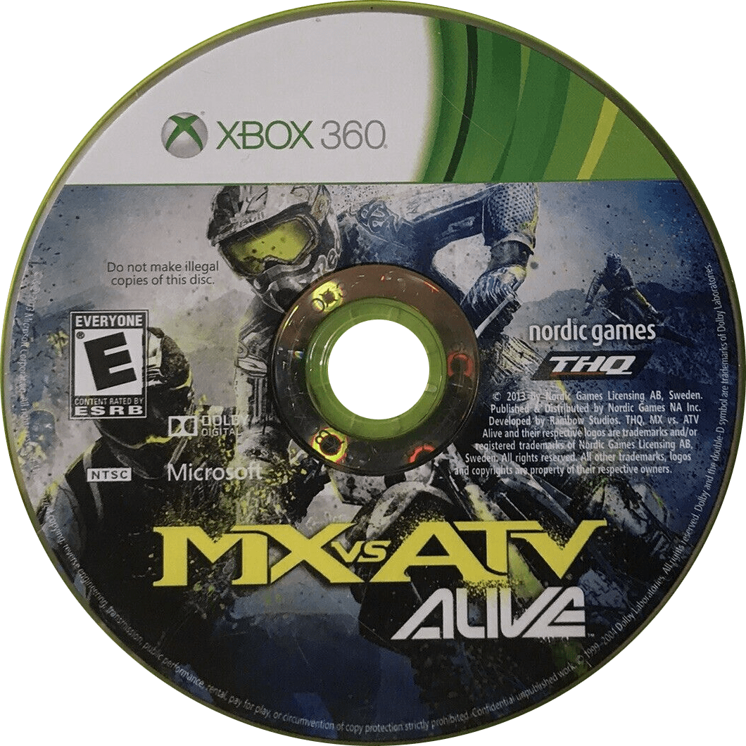 
MX vs. ATV Alive | Xbox 360 | game disc/cartridge 1 | Region: North America | Source: LaunchBox
