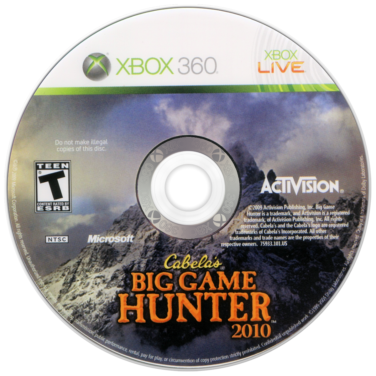 
Cabela's Big Game Hunter 2010 | Xbox 360 | game disc/cartridge 1 | Region: North America | Source: LaunchBox