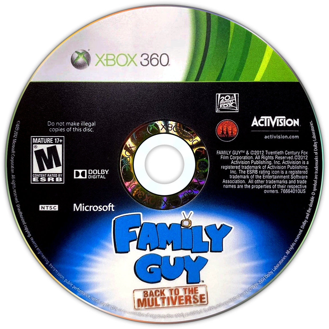 
Family Guy: Back to the Multiverse | Xbox 360 | game disc/cartridge 1