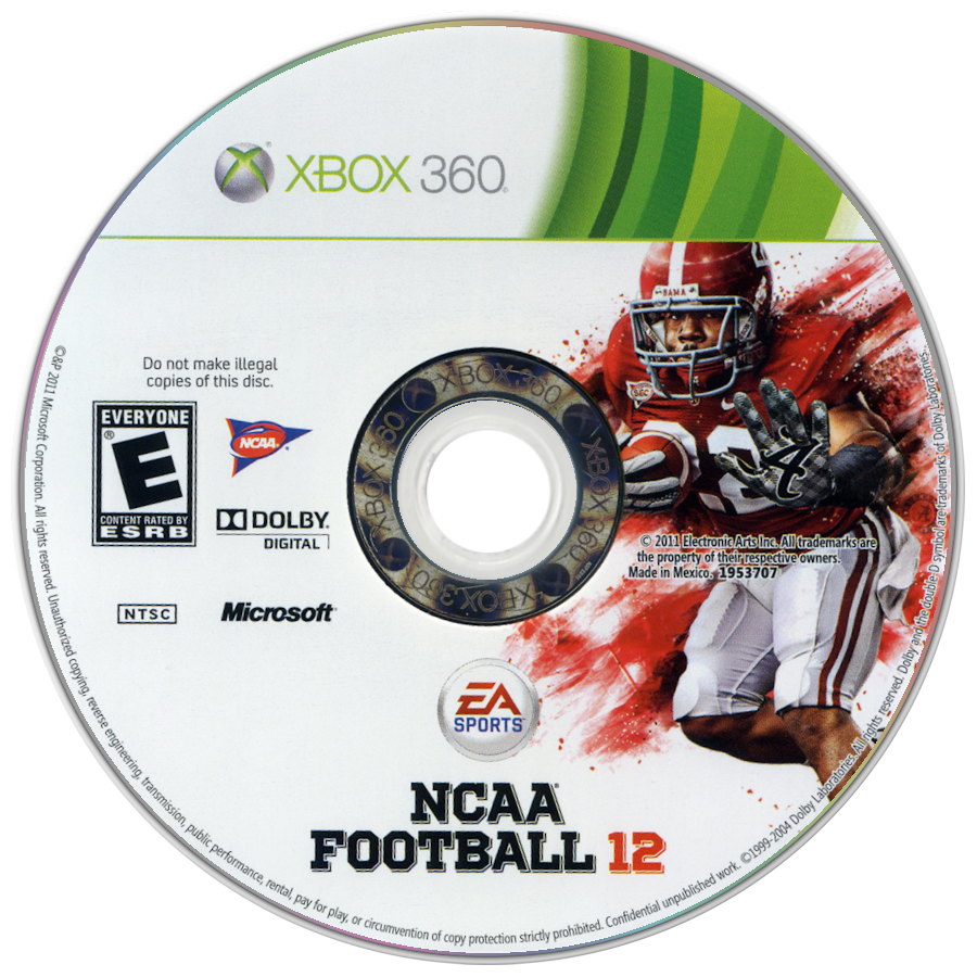 
NCAA Football 12 | Xbox 360 | game disc/cartridge 1