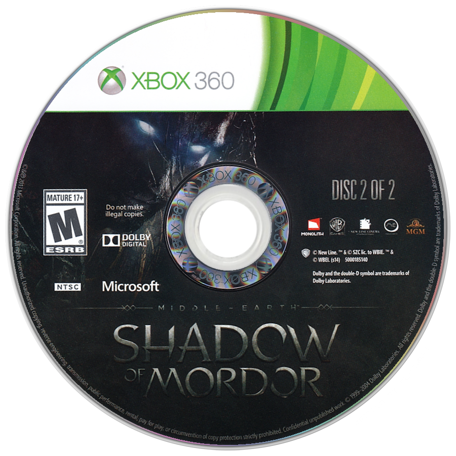 Middle-Earth: Shadow of Mordor | Xbox 360 | game disc/cartridge 1 | Region: North America | Source: LaunchBox