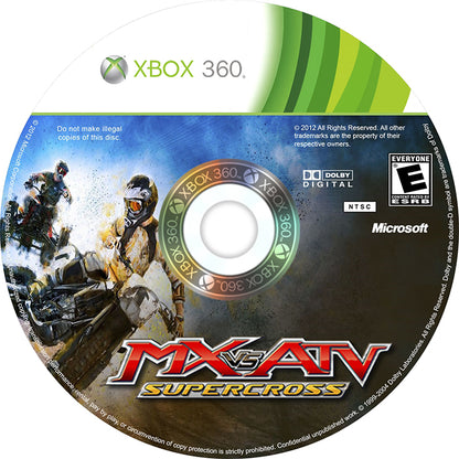 
MX vs. ATV: Supercross | Xbox 360 | game disc/cartridge 1 | Region: North America | Source: LaunchBox