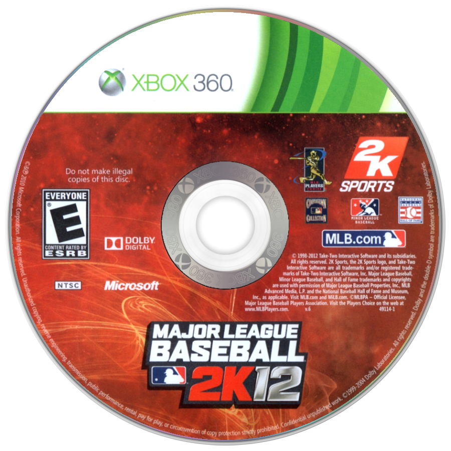 
Major League Baseball 2K12 | Xbox 360 | game disc/cartridge 1 | Region: North America | Source: LaunchBox