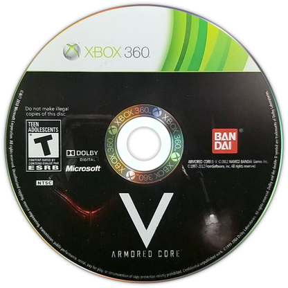 
Armored Core V | Xbox 360 | game disc/cartridge 1 | Region: North America | Source: LaunchBox