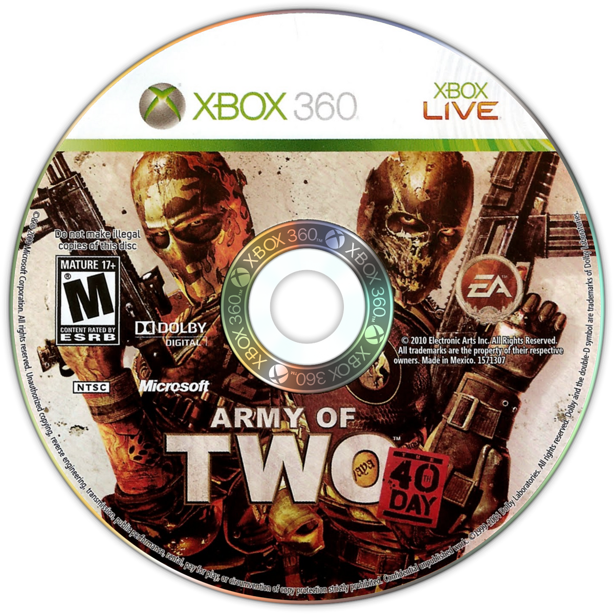 
Army of Two: The 40th Day | Xbox 360 | game disc/cartridge 1