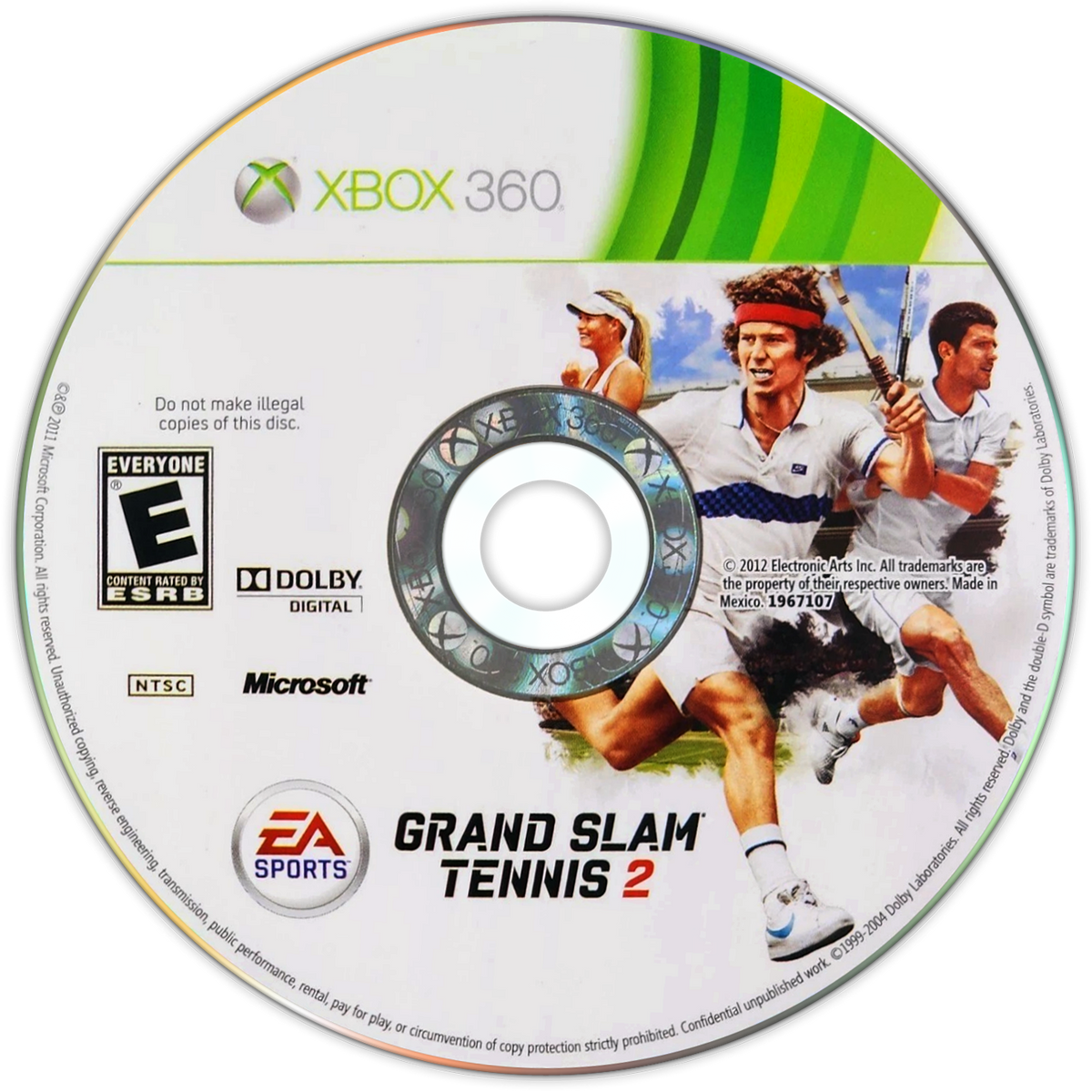 Grand Slam Tennis 2 | Xbox 360 | game disc/cartridge 1