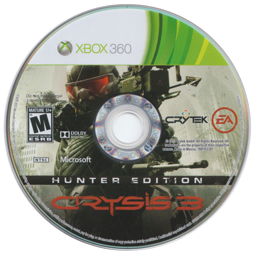 
Crysis 3 | Xbox 360 | game disc/cartridge 1 | Region: North America | Source: LaunchBox