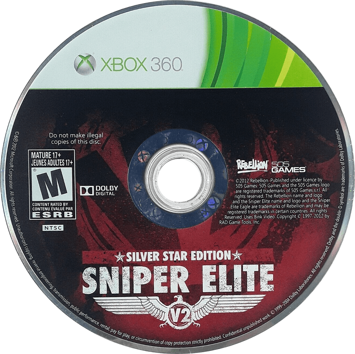 
Sniper Elite V2 [Silver Star Edition] | Xbox 360 | game disc/cartridge 1 | Region: North America | Source: LaunchBox