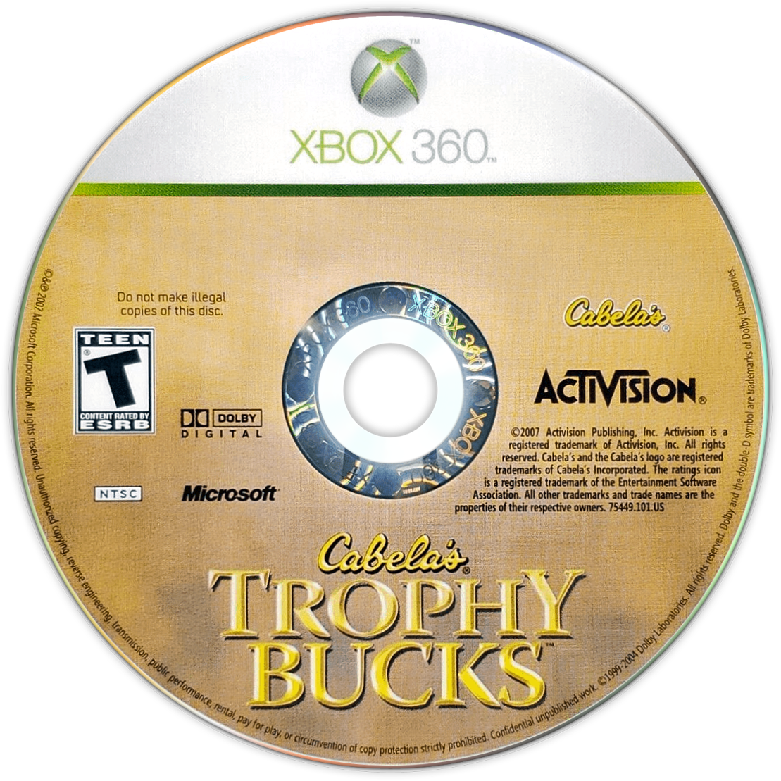 Cabela's Trophy Bucks | Xbox 360 | game disc/cartridge 1 | Region: North America | Source: LaunchBox