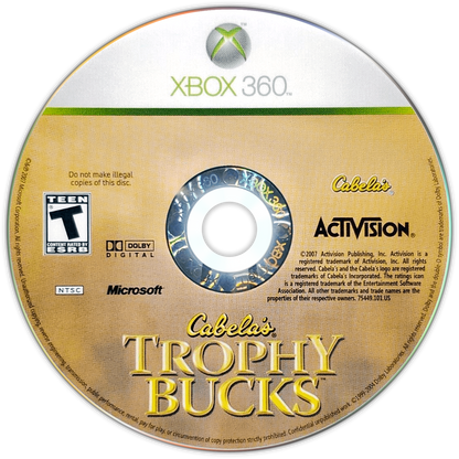 
Cabela's Trophy Bucks | Xbox 360 | game disc/cartridge 1 | Region: North America | Source: LaunchBox
