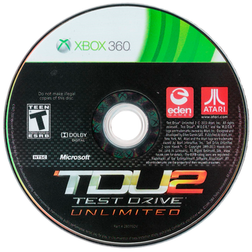 
Test Drive Unlimited 2 | Xbox 360 | game disc/cartridge 1