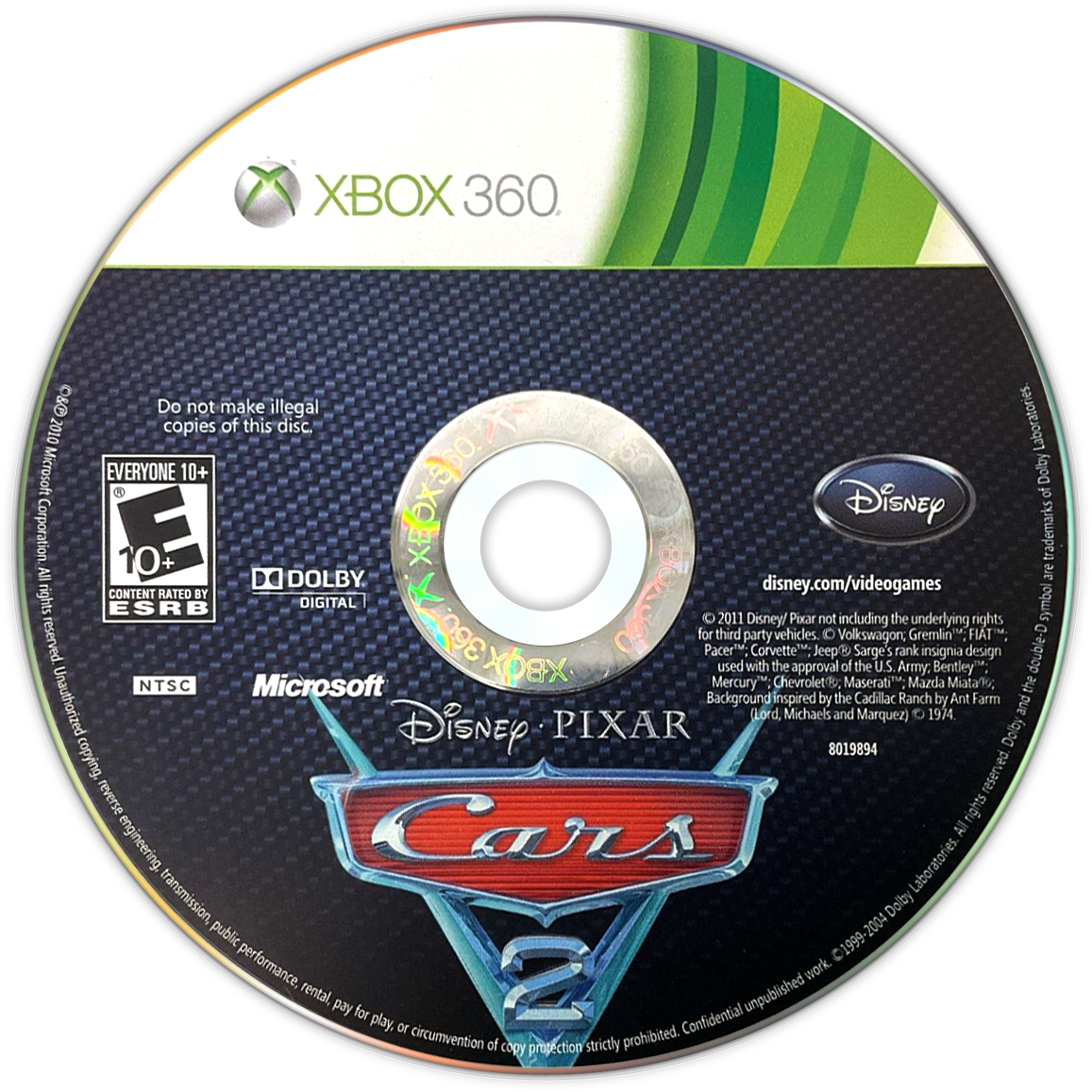 Disney•Pixar Cars 2 | Xbox 360 | game disc/cartridge 1 | Region: North America | Source: LaunchBox