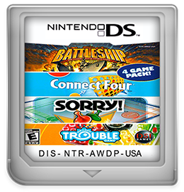 
Battleship / Connect Four / Sorry! / Trouble | Nintendo DS | game disc/cartridge 1 | Region: North America | Source: LaunchBox