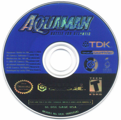 Aquaman: Battle for Atlantis | GameCube | physical media | region=North America | source-country=United States | zypher-v2 | moby-6ea25842cb32 | Data by MobyGames.com