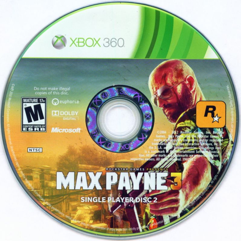 
Max Payne 3 | Xbox 360 | game disc 2 of 2 | Data by MobyGames.com