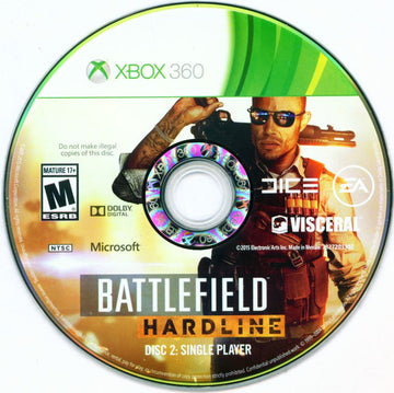 
Battlefield: Hardline | Xbox 360 | game disc 2 of 2 | Region: North America | source-country=Canada,United States | Data by MobyGames.com