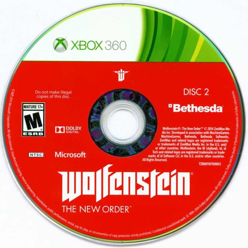 
Wolfenstein: The New Order | Xbox 360 | game disc 2 of 4 | Data by MobyGames.com