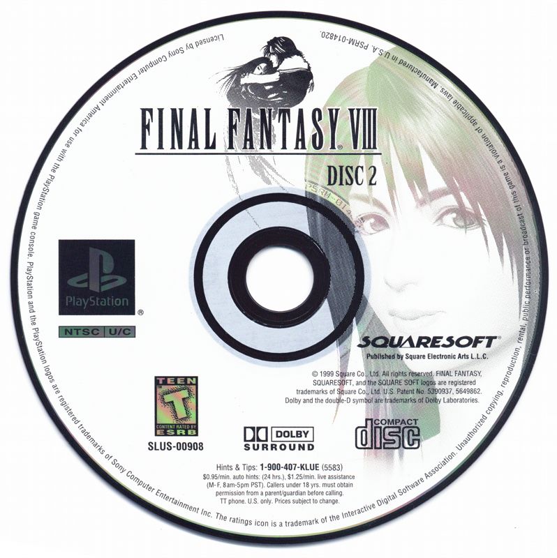 
Final Fantasy VIII | PlayStation | game disc 2 of 4 | Region: North America | source-country=Canada,United States | Data by MobyGames.com