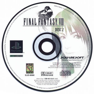 
Final Fantasy VIII | PlayStation | game disc 2 of 4 | Region: North America | source-country=Canada,United States | Data by MobyGames.com