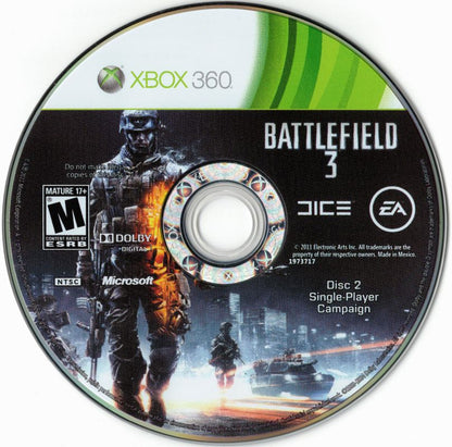 
Battlefield 3 | Xbox 360 | game disc 2 of 2 | Region: North America | source-country=United States | Data by MobyGames.com