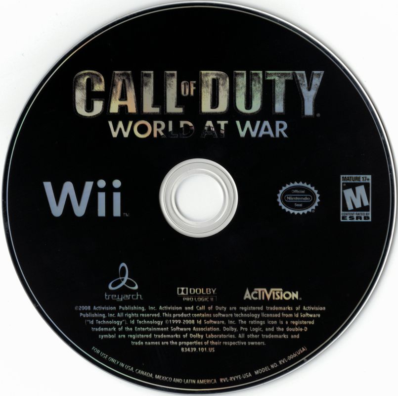 Call of Duty: World at War | Wii | physical media | region=North America | source-country=Canada,Mexico,United States | zypher-v2 | moby-95eed2eefd58 | Data by MobyGames.com