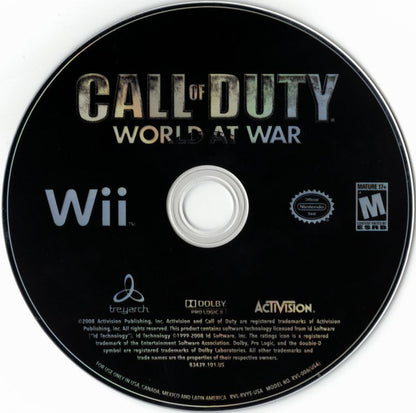 Call of Duty: World at War | Wii | physical media | region=North America | source-country=Canada,Mexico,United States | zypher-v2 | moby-95eed2eefd58 | Data by MobyGames.com
