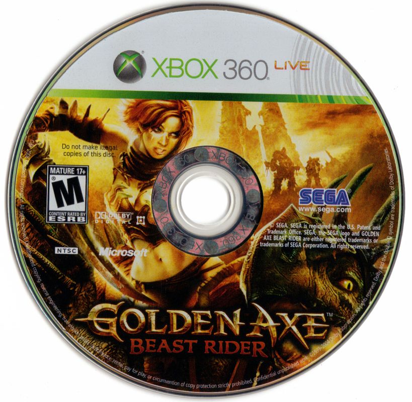 
Golden Axe: Beast Rider | Xbox 360 | game disc 1 of 1 | Region: North America | source-country=United States | Data by MobyGames.com