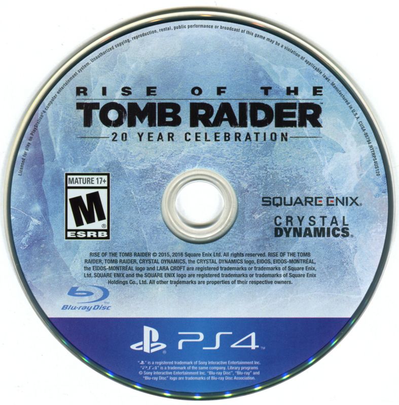 
Rise of the Tomb Raider: 20 Year Celebration | PlayStation 4 | physical media | Region: North America | source-country=United States | Data by MobyGames.com