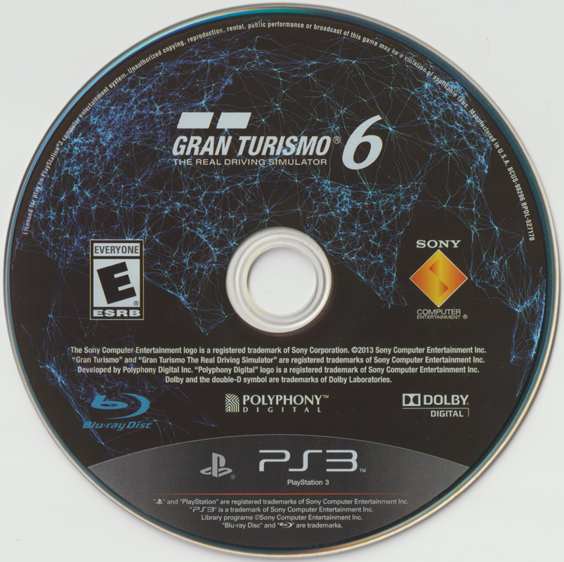 Gran Turismo 6 - Anniversary Edition | PlayStation 3 | game disc 1 of 1 | Data by MobyGames.com