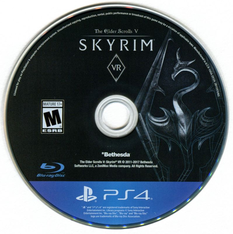 
The Elder Scrolls V: Skyrim VR | PlayStation 4 | game disc 1 of 1 | Data by MobyGames.com