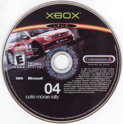 
Colin McRae Rally 04 | Xbox | physical media | Region: North America | source-country=United States | Data by MobyGames.com