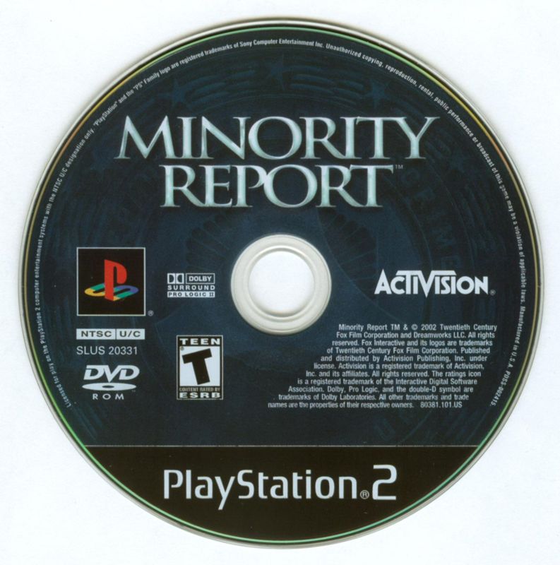 Minority Report: Everybody Runs | PlayStation 2 | physical media | region=North America | source-country=Canada,United States | zypher-v2 | moby-85c79612f13c | Data by MobyGames.com